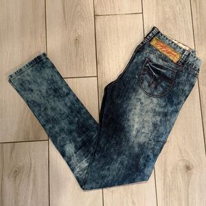 TOUGH JEANSMITH Glamour Vintage Low-rise Skinny Jeans, Size 25, Distressed Blue
